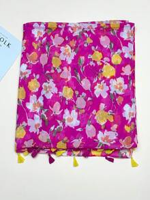1pc Women's Simple Printed Scarf, Fashion Scarf, New Spring/Summer Sunscreen Beach Shawl, Linen Feel Shawl For Women - Multicolor - View 5