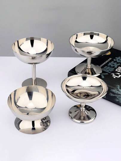 1 قطعة وعاء حلوى طراز ملكي من الفولاذ المقاوم للصدأ 304، كوب آيس كريم بقاعدة مرتفعة، تصميم أنيق