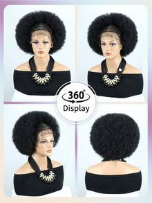 Cornrow Afro Puff Wig 13"X6" HD Lace Front Wig With Baby Hair Braided Synthetic Lace Frontal Wigs For Women Natural Hairstyle For Daily Party Parties, Etc - Black - View 6