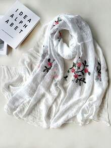 1pc Minimalist Elegant Delicate Embroidered Multi-Color Fashion Party/Travel Lightweight Scarf Shawl For Women, Spring/Summer - Multicolor - View 10