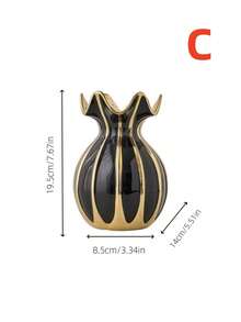 1 PIEZA Jarrón corto de cerámica con forma de vientre y boca ondulada, adecuado para arreglos florales de oficina, decoración de sala de estar, escritorio, estantería y entrada. Hermoso ornamento de jarrón, decoración de Halloween, decoración de otoño, decoración de habitación, jarrón de vidrio