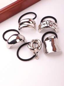 5pcs Metal U-Shaped Multi-Element Hair Accessories Set, Silver Hair Ties, Decorative Hair Tie Suitable For Women's Daily Use