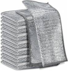 10/20 Packs Of High Quality Stainless Steel Wire Mesh Dishcloths, Double Sided Kitchen Utensil Scrubbers, Non-Stick Oil And Stain Remover For Kitchen Stoves, Pots And Pans, Cutlery And Sinks, Durable, Reusable Cleaning Products, Multi-Purpose Cleaner - Khăn lau bát đĩa bằng dây thép gói 10 - Xem 1
