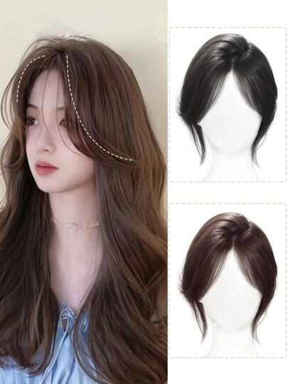 10 INCH Synthetic Eight-Character Bangs Wig For Women On Top Of Head To Cover White Hair ,Hair Thinning And In Full Bangs Hair Accessories