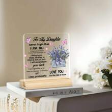 1 pièce Plaque acrylique avec citation inspirante sur support en bois - Cadeau du cœur pour la fille de la part de la mère ou du père, décoration émotionnelle pour la maison ou le bureau, parfait pour la remise des diplômes, l'anniversaire, Noël