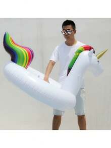 1pc Extra Large Unicorn Inflatable Swimming Ring, Unique 120cm Thicker Buoyant Life Preserver Ring - Multicolor - View 3