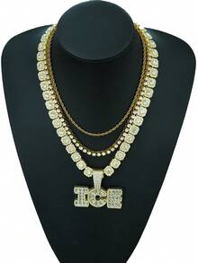 Chunky Iced Out Letter Initial Pendant Chain Cuban Link Necklace For Men,Bling Diamond Chain Letter Name Tennis Chain For Boy,Bling Rapper Miami Hip Pop Jewelry Rocker Disco Jewelry Gifts