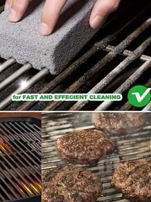 3pcs Heavy Duty BBQ Grill Cleaning Brush Set, Grill Cleaning Brick With Handle, Grill Cleaning Tools, Kitchen Cleaning Brush, Pumice Stone Grill Cleaner For Grill, Swimming Pool, Bathroom Sink, Kitchen Sink