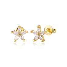TUANZISP 22pcs Set Women's Gold Plated Copper Stud Earrings With Zirconia, Butterfly, Heart, Star, Crown, Snowflake, Geometric Designs, Versatile Fashion Jewelry, Elegant Vintage Luxury Gift For Women