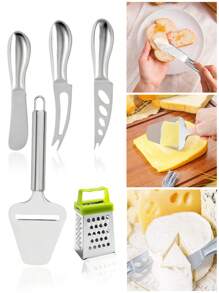 1 pièce/5 pièces Coupe-fromage, couteaux à fromage, set d'amoureux Copenhague, couteau à beurre, mini râpe à ail, fourchette et couteau à fromage, cuillère à fromage en acier inoxydable, outils de cuisine multifonctionnels pour les fromages, agrumes et légumes durs. Convient pour râper les fromages mi-durs et durs, les pommes de terre, les courges, les courgettes, les carottes, les citrons et les concombres, le gingembre, les agrumes, les gâteaux et autres légumes durs. Outils à pizza, pour les réunions d'amis, les cadeaux de mariage et de la fête des pères