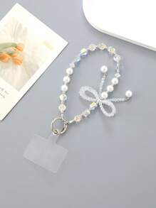 قلادة بلور متعددة الاستخدامات ذات شعور فاخر، سلسلة معلقة ثلاثية الأبعاد بشكل فراشة لؤلؤية مع بطاقة شفافة