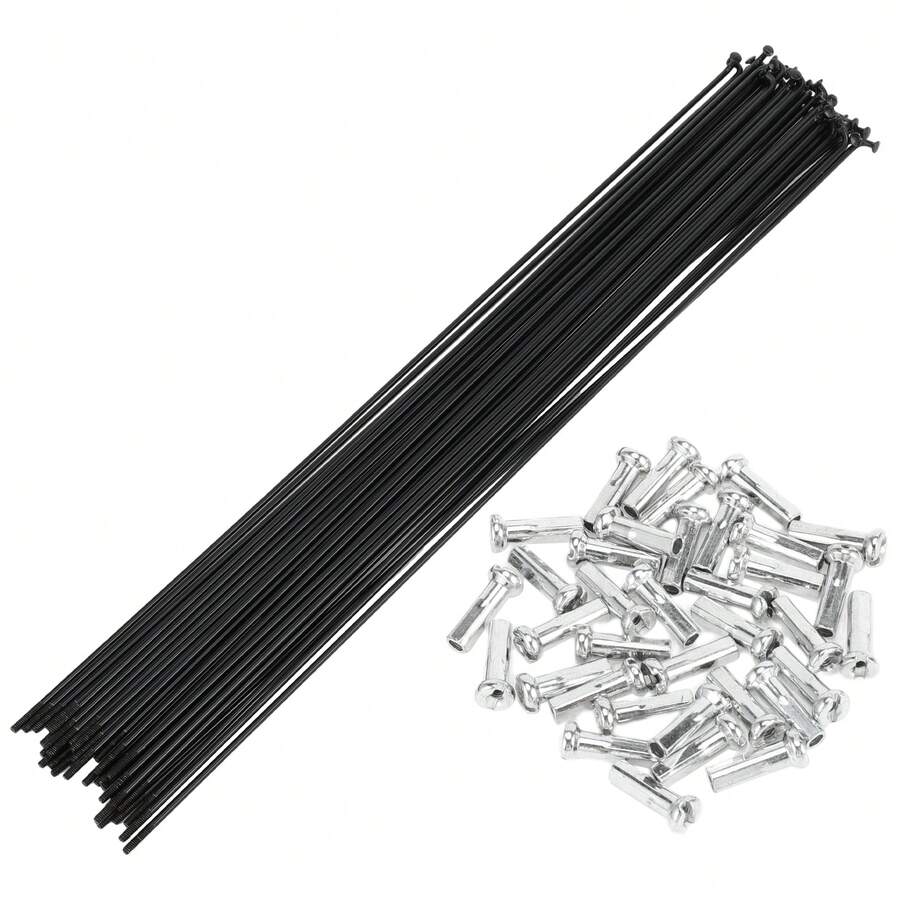 Bicycle Spokes Carbon Steel Bike Spoke With Nipples For Most Bicycle - 黑色 287mm 14G 36件碳鋼 - 查看 1