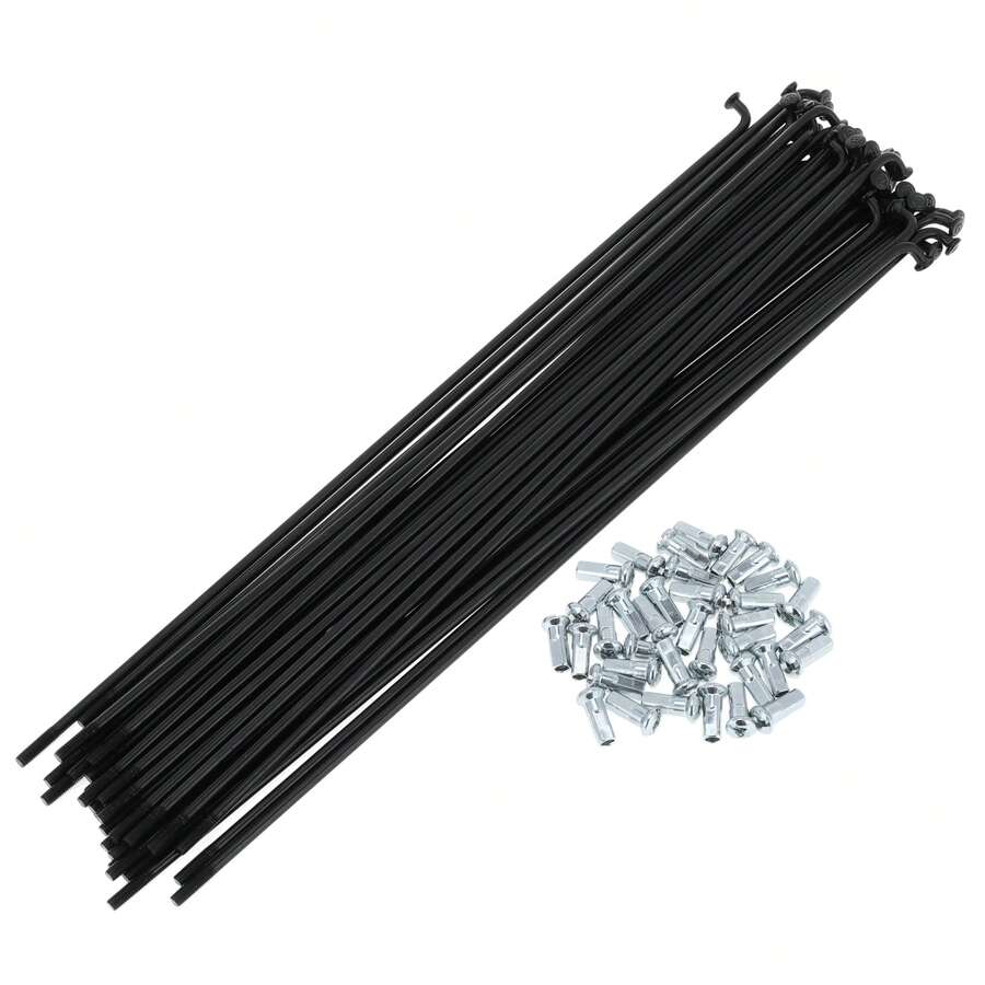 Bicycle Spokes Carbon Steel Bike Spoke With Nipples For Most Bicycle - 黑色 220mm 12G 36件碳鋼 - 查看 1