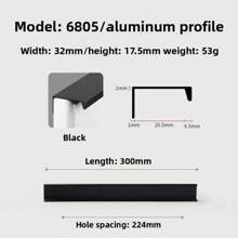 1pc Modern Simple Aluminum Alloy Hidden Furniture Cabinet Door Handle Side Installation Without Drilling Installation Wardrobe Cabinet Drawer Handle Furniture Hardware