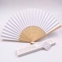 1 件简约优雅素色折扇，适合节日场合 - 白色 - 查看 8