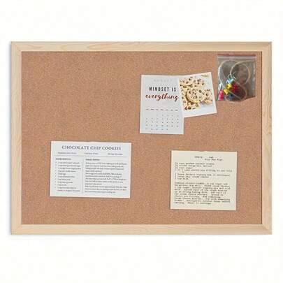 1 块软木板，带浅色桦木框架，软木公告板，适用于办公室、留言板或视觉展示，装饰性公告板，家居装饰，返校房间装饰，学校用品，厨房装饰