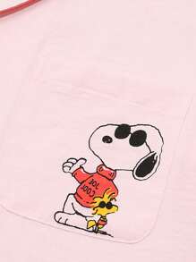 SNOOPY Authorized PEANUTS Snoopy Print Lapel Long Sleeved Top & Long Pants Pajamas, Spring & Autumn Ladies' Home Clothes, Lounge Outfit