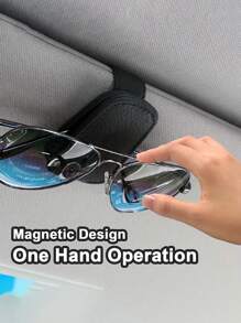 1pc On-Board Eye Clip, Multi-Functional Car Sunglasses Holder, Sun Visor Car Glasses Holder, Car Sunglasses Box And Multi-Functional Storage Clip, Magnetic Sunglasses Clip, Bill Clip, Sun Visor Sunglasses Storage Device For Car Use