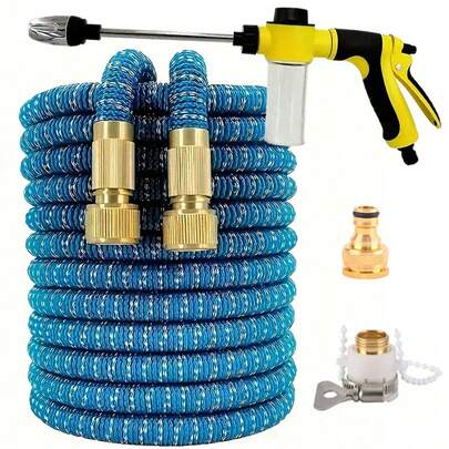 1 pieza Manguera de jardín expandible y ligera con boquilla rociadora - Manguera retráctil duradera y flexible, con opciones de múltiples longitudes y almacenamiento fácil - Ideal para jardinería y mantenimiento del césped en el hogar