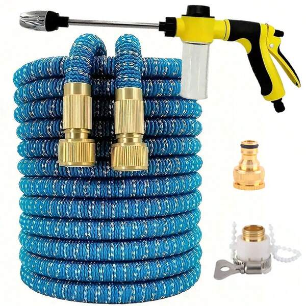 1 Stück ausdehnbarer, leichter Gartenschlauch mit Sprühkopf - Strapazierfähiger, flexibler, einziehbarer Schlauch, Mehrfachlängenoptionen & einfache Aufbewahrung - ideal für Heimgärten & Rasenpflege