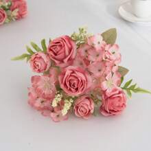 1/4 Peças Buquê de Flores Artificiais Realistas, Rosas Faux Reutilizáveis, Buquês de Crisântemos e Hortênsias com Haste, Decoração de Mesa para Casa e Sala, Arranjos de Flores Artificiais Centrais, Decoração de Jardim e Quintal Externos, Decoração de Casamento, Aniversário, Chá de Panela - Sem Recipiente