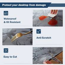 1 bucată 1,0 mm PVC matuit crizantemă dreptunghi, pătrat, rulou Material potrivit pentru măsuță de cafea, dulap de noptiere, masă de sufragerie, birou pentru computer și alte mobilier de protecție a suprafeței față de masă din sticlă moale, necesar pentru viața de zi cu zi, potrivit pentru toate anotimpurile, stil minimalist, mobilier de protecție a suprafeței covoraș de cristal, birou de birou