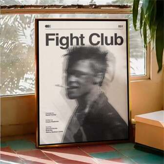 1 pieza Póster retro de la película Fight Club, impresión de póster de portada, pintura artística en lienzo HD, decoración de pared, imagen, decoración del hogar, sin marco