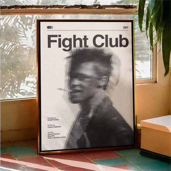 1 pièce, affiche de film rétro de Fight Club, impression de couverture d'affiche murale HD, peinture sur canevas, décoration artistique, image d'affiche, décoration murale, sans cadre