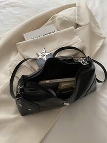 全新朋克风骑行包 Y2K Hottie 斜挎包 金属五角星单肩包 - 黑色 - 查看 12