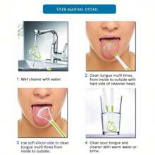 1/2 Pink Tongue Scraper, Tool For Cleaning Tongue Coating, Silicone Tongue Brush For Cleaning, Pink And Blue Tongue Coating Cleaning Scraper, Bad Breath Removal, Easy-To-Use Tongue Cleaner, Used For Cleaning And Refreshing Breath, Oral Care To Reduce Bad Breath, Adult Tongue Cleaner, Tongue Cleaning Tool