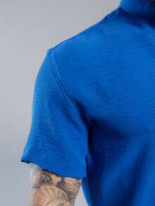 Men's Short Sleeve Shirt Premium Quality Light And Fresh Fabric Easy To Iron - 霧霾藍 - 查看 7