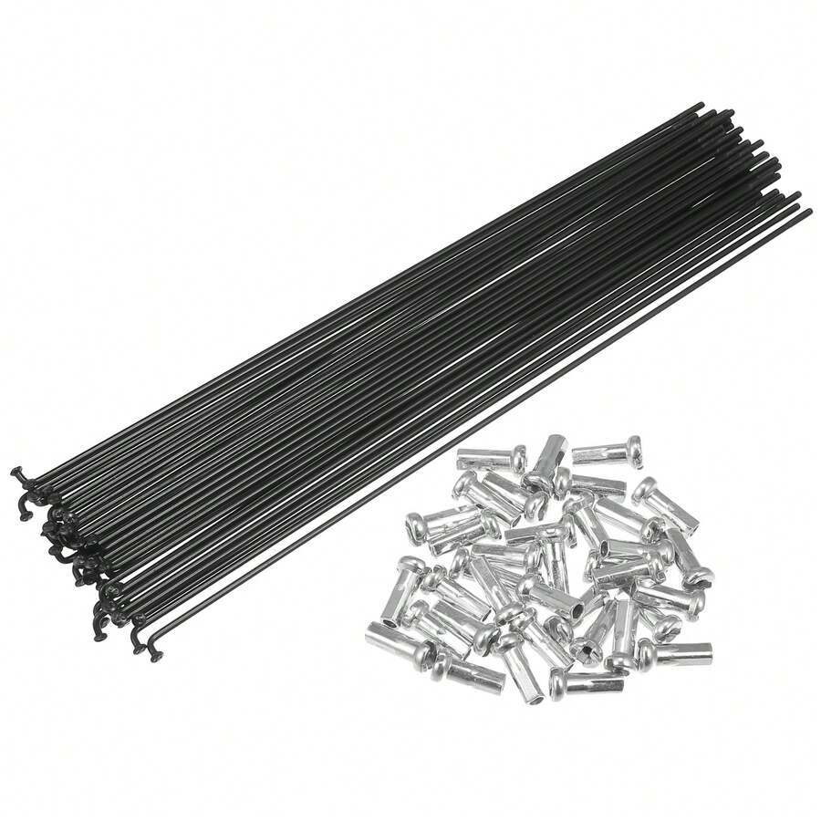 Bicycle Spokes Carbon Steel Bike Spoke With Nipples For Most Bicycle - 黑色14G 36件碳鋼 - 查看 1