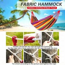 1pc Blue Colorful Fabric Hammock With Anti-Roll Design - Supports 330lbs, Tree-Friendly Straps, Portable Carrying Bag - Perfect For Outdoor, Indoor, And Camping Use