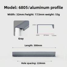 1pc Modern Simple Aluminum Alloy Hidden Furniture Cabinet Door Handle Side Installation Without Drilling Installation Wardrobe Cabinet Drawer Handle Furniture Hardware