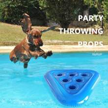 1pc Blue 6-Hole Floating Inflatable Triangle Drinks Cup Holder Swimming Pool Floats Table Bar Tray Coasters Summer Party Decoration