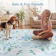 1 PC- 31" X 20",16" X 48", 18" X 60", 84"X 60" Area Rugs Floral Rugs For Girls, Washable Bow Area Rug For Living Room, Cute Ultra-Thin Non Slip Indoor Decor Carpet For Nursery Kids Room Bedroom Playroom