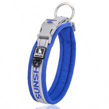 氯丁橡胶加垫狗项圈，适用于大型犬，反光宽宠物项圈，配有耐用金属带扣，可调节重型尼龙狗项圈 - 彩色 - 查看 28