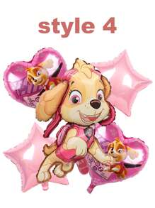 Paw Patrol 5 Stücke Hunde Team Patrouille Aluminium Folie Ballon Set, Kies, Archie, Flauschige Kombination Geburtstags Szene Dekoration Luftballon