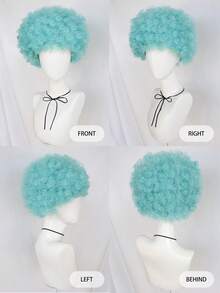 Peluca afro corta y esponjosa con flequillo, peluca de estilo hippie disco rizado sintético unisex para Halloween, Navidad, bar, club, fiesta rave, decoración, fotografía, accesorios de actuación en el escenario, opción ideal para regalos de cumpleaños, múltiples opciones de color, aspecto natural, fácil de usar