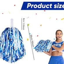 2 件带棍柄的啦啦队绒球，金属箔绒球 20 克，适合团队精神运动、派对、舞蹈、欢呼