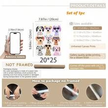 1幅戴墨镜的狗狗帆布艺术画，适合房间装饰、儿童房装饰、墙面艺术、帆布画，适用于儿童房、幼儿园、卧室、客厅装饰、婴儿派对、家居装饰、礼物、教室、早教、自粘艺术贴纸、婴儿派对、家居装饰、礼物 - 彩色 - 查看 10