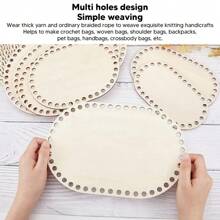 3 piezas de base de crochet ovalada en blanco, 3 tamaños de tapa de piso de madera para DIY de cestería de crochet, suministros de tejido de bolsos y cestas