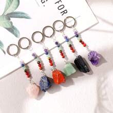 1PC Natural Gem Stone Keychains Clear Quartz Rough Stone Amethyst Key Chain For DIY Car Key Rings Chains