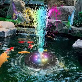 1pc Solar Powered Bird Bath Fountain, Solar Fountain Pump With Colorful Lights, Independent Portable Floating Solar Powered Drinking Water Pump, Suitable For Garden, Pond, Swimming Pool, Outdoor And Backyard