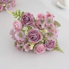 1/4 Peças Buquê de Flores Artificiais Realistas, Rosas Falsas Reutilizáveis Crisântemos Hortênsias Buquês com Haste, Decoração de Sala de Casa, Arranjos Florais Artificiais Centrais, Decoração de Jardim e Quintal Externo, Decoração de Casamento, Aniversário e Chá de Panela - Sem Recipiente, Decoração de Outono