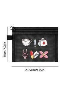 Mesh Cosmetic Bag With Mask, Medical Kit, Syringe, Stethoscope, Pills Pattern , Portable Storage Bag, Makeup Bag, Skincare Bag, Travel Essentials, Dormitory Supplies, Wedding Bride Gifts, Mother'S Day Gift, Birthday Gifts, Gifts For Friends And Teachers, Medicine Storage Bag,Bathroom Storage, Jewelry Storage, Lip Oil And Cosmetics Storage Bag,Student Dormitory Wash Bag,Gift To Wife, Family, Friends, Colleagues,Doctors And Nurses - Multicolor - View 10