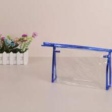 1pc Large Capacity Minimalist Transparent PVC Cosmetic Bag, With Laser Film Edging Craft - Zippered Travel Makeup Organizer, Toiletry Bag, Easy To Carry, Ideal Gift For Birthday And Christmas, Beauty Travel Pouch,For Holiday Beach, Bathroom Collection, Bedroom Collection, Large Capacity