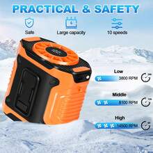 Portable Waist Fan, 5000mAh Dual-Sided Rechargeable Waist Clip On Fan With 10-Speed Settings, 24h Working Time Hand-Free Neck Cooler With LED Light For Outdoor, Camping, Jobsite, Travel - 橘色 - 查看 5
