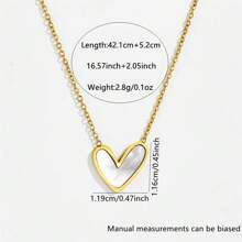 1 Set minimalistischer persönlicher kleiner weißer Muschel Herz Edelstahl Halskette und Ohrringe Schmuckset, geeignet für den täglichen Gebrauch von Frauen, Partys oder als Muttertagsgeschenk