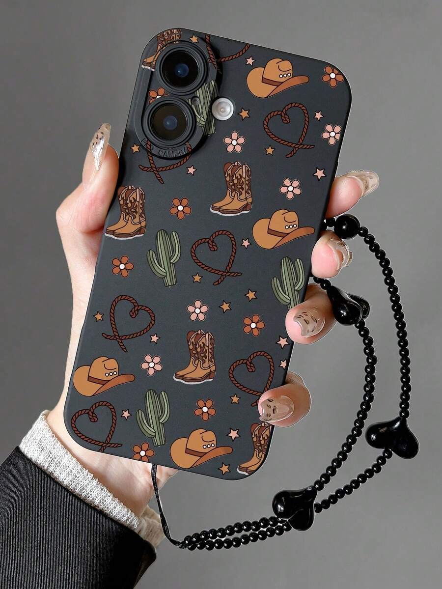 Funda para phone con estampado de cactus y estilo western, transparente, compatible con phone 11/12/13/14/15/15 Pro/15 Plus/15 Pro Max/7 Plus/8 Plus/X/XS Max/XR/11 Pro/12 Pro/13 Pro/14 Pro/12 Mini/13 Mini/11 Pro Max/12 Pro Max - Multicolor - Ver 1